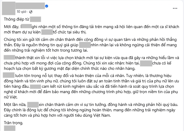 Lời xin lỗi lần 1 từ phía thương hiệu này.