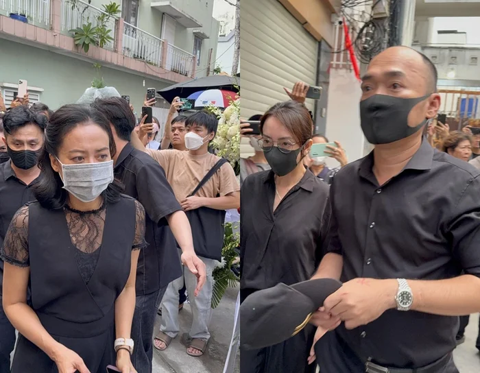 Nhiều nghệ sĩ phải vất vả chen qua đám đông mới vào được bên trong khu vực lễ tang.