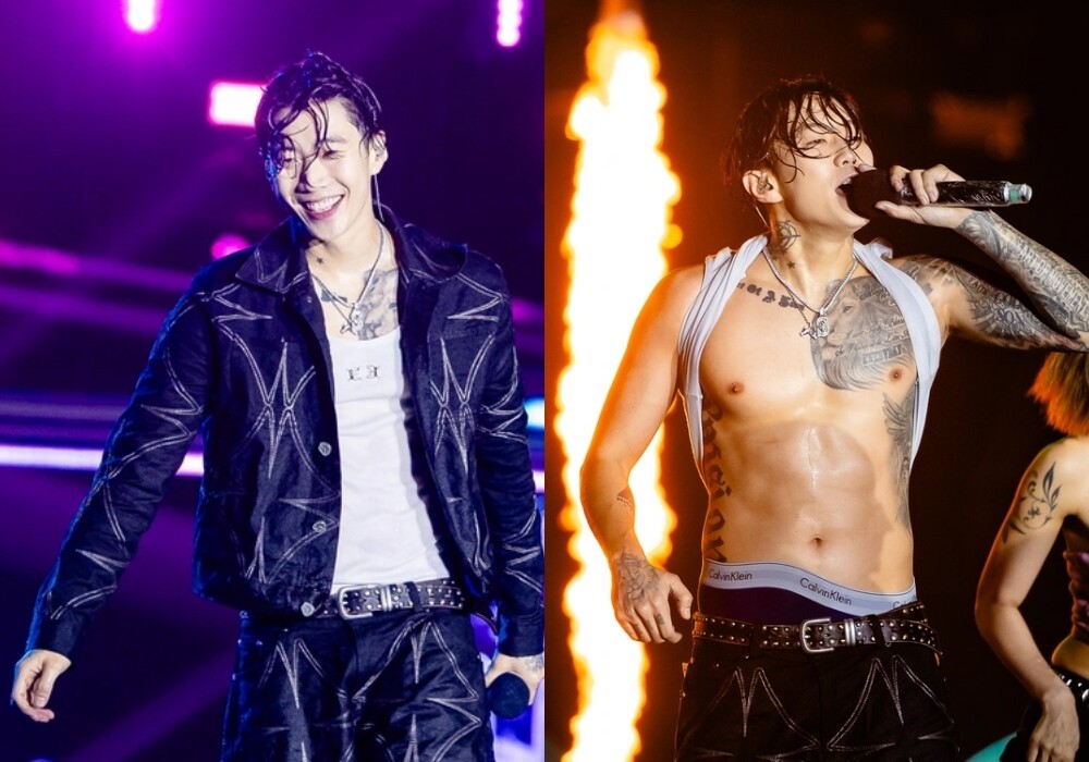 Jay Park khoe hình xăm trên sân khấu