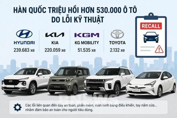 Hơn 530.000 xe tại Hàn Quốc bị triệu hồi: Lỗi kỹ thuật đáng lo ngại