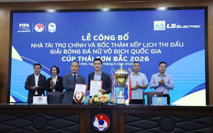 Lễ công bố Nhà tài trợ chính và bốc thăm xếp lịch thi đấu Giải Bóng đá nữ Vô địch quốc gia - Cúp Thái Sơn Bắc 2026. Ảnh: CTV